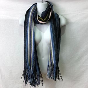 MISSONI Striped Multi-Color Shimmer Scarf Fringe